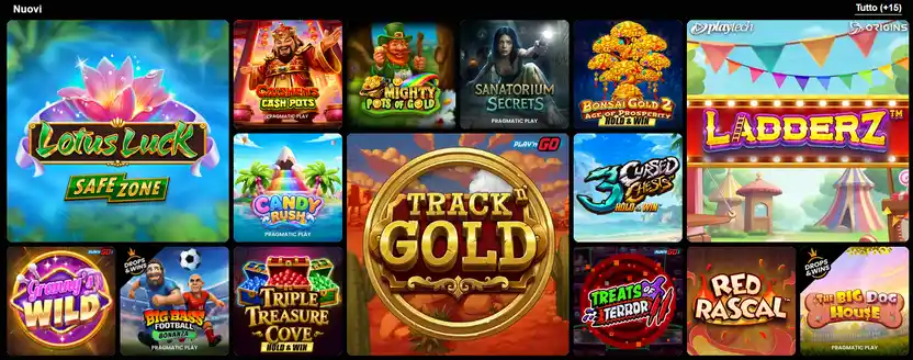 Catalogo giochi GratoWin: slot machine, live casino e gratta e vinci