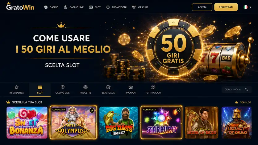 Come scegliere la slot giusta per usare al meglio i 50 giri gratis GratoWin